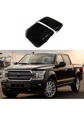 For 2015-2020 Ford F-150 F150 Half Mirror Covers Side Caps Trim Glossy Black ABS